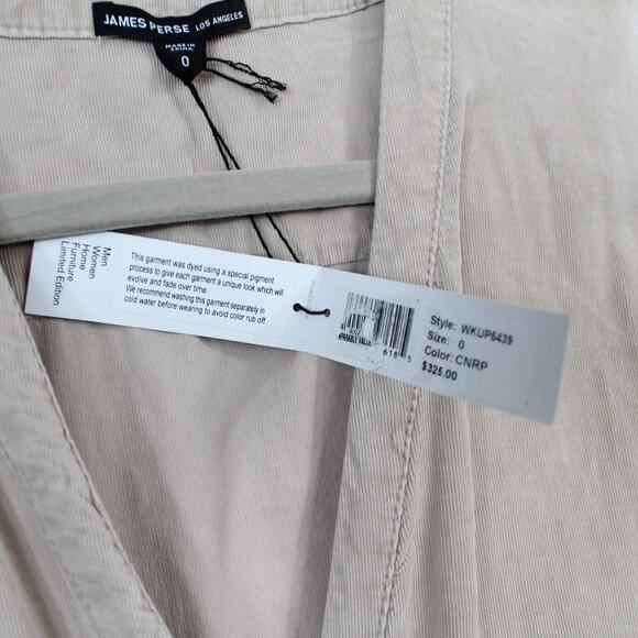 James Perse Ultra Fine Corduroy Jumper Jumpsuit Beige Neutral Nude - Picture 9 of 16